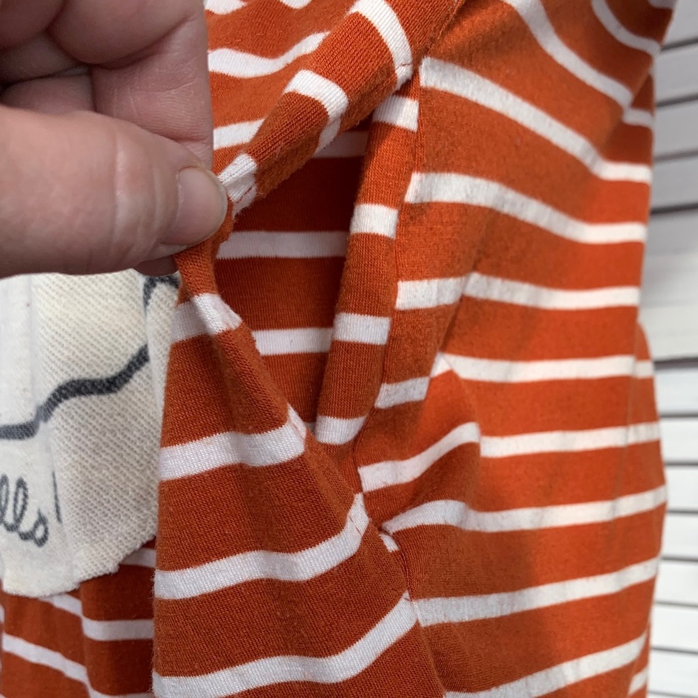 Oversized Shirt Orange w/ White Stripes & pockets - Picture 4 of 6